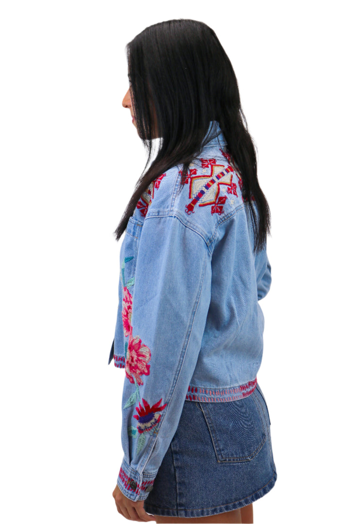 Talulla Cropped Denim Jacket, Denim Blue