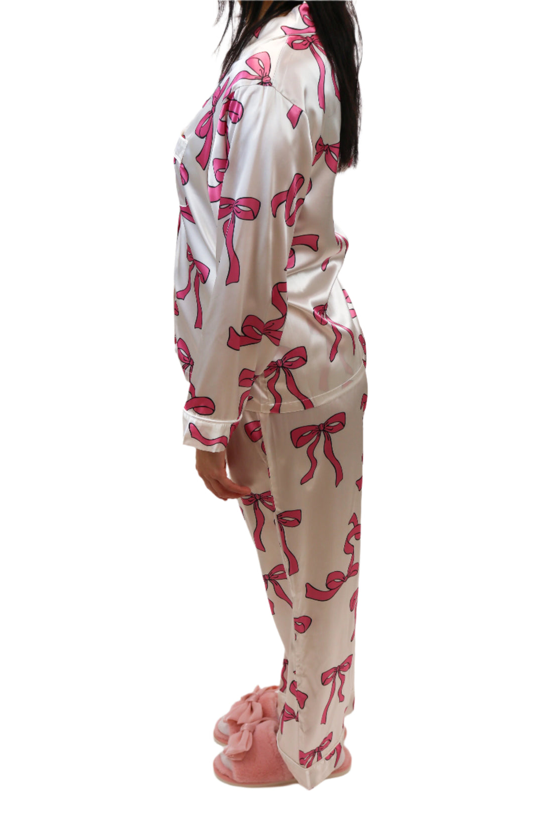 Long Sleeve Pink Bows PJ Set