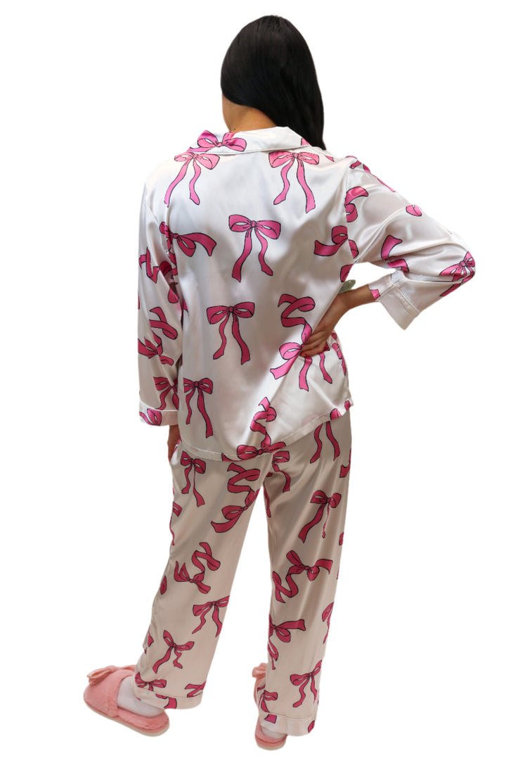 Long Sleeve Pink Bows PJ Set