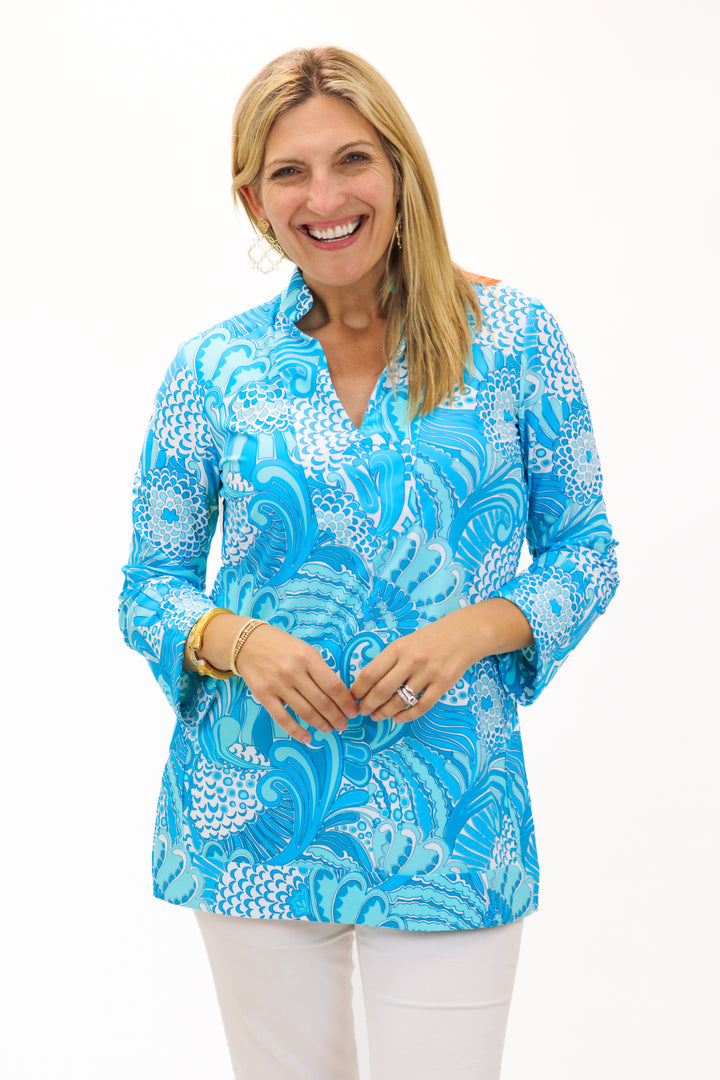 Chris Tunic Top, Enchanted Sea Aqua