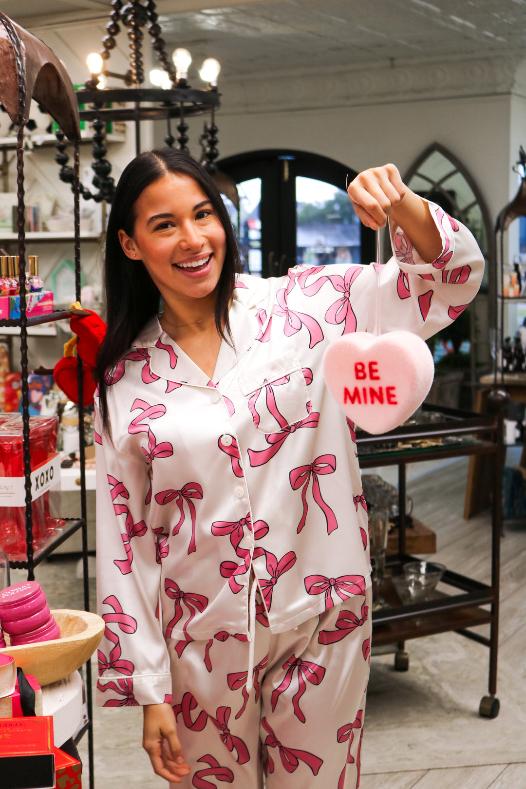 Long Sleeve Pink Bows PJ Set