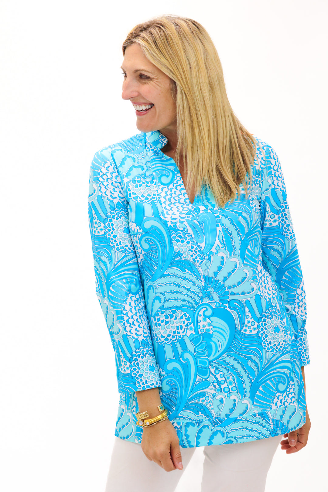 Chris Tunic Top, Enchanted Sea Aqua