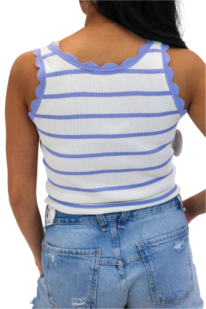 Slow Morning Striped Tank, Blue