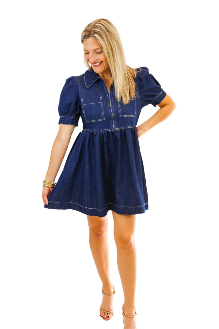 Dance Her Home Denim Zip Dress