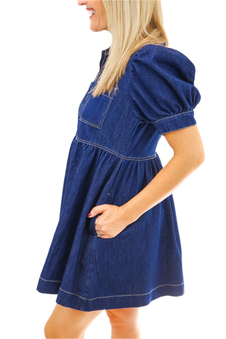 Dance Her Home Denim Zip Dress