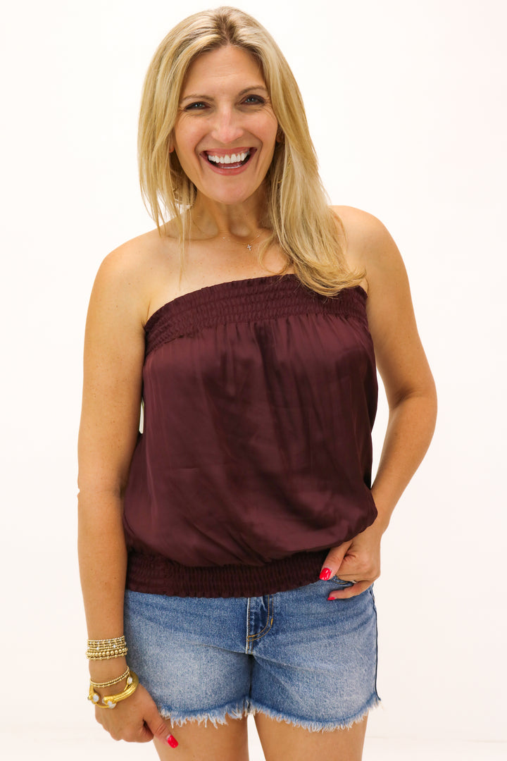 Candy Strapless Top, Maroon