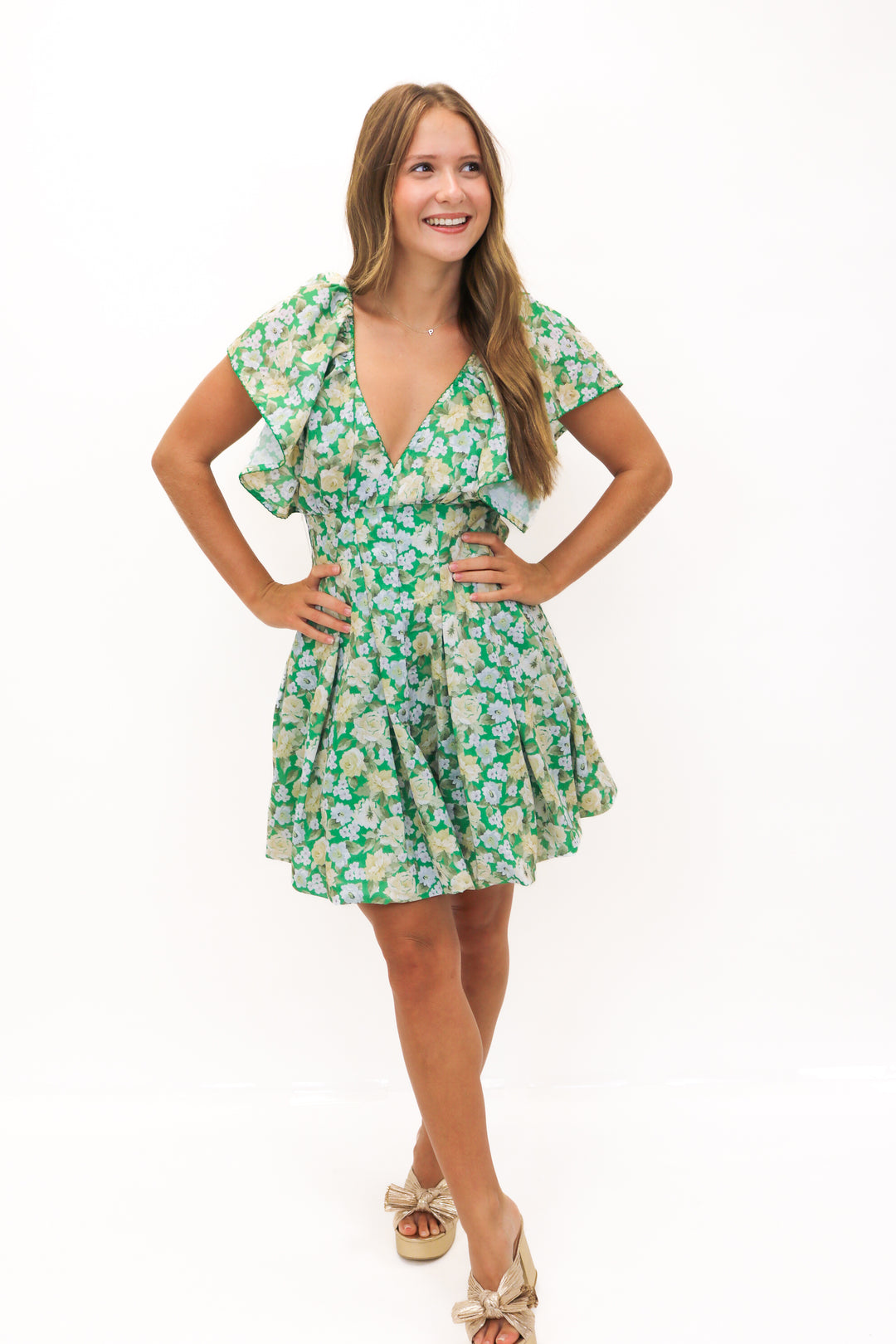 Going Going Gone Mini Dress, Green Combo