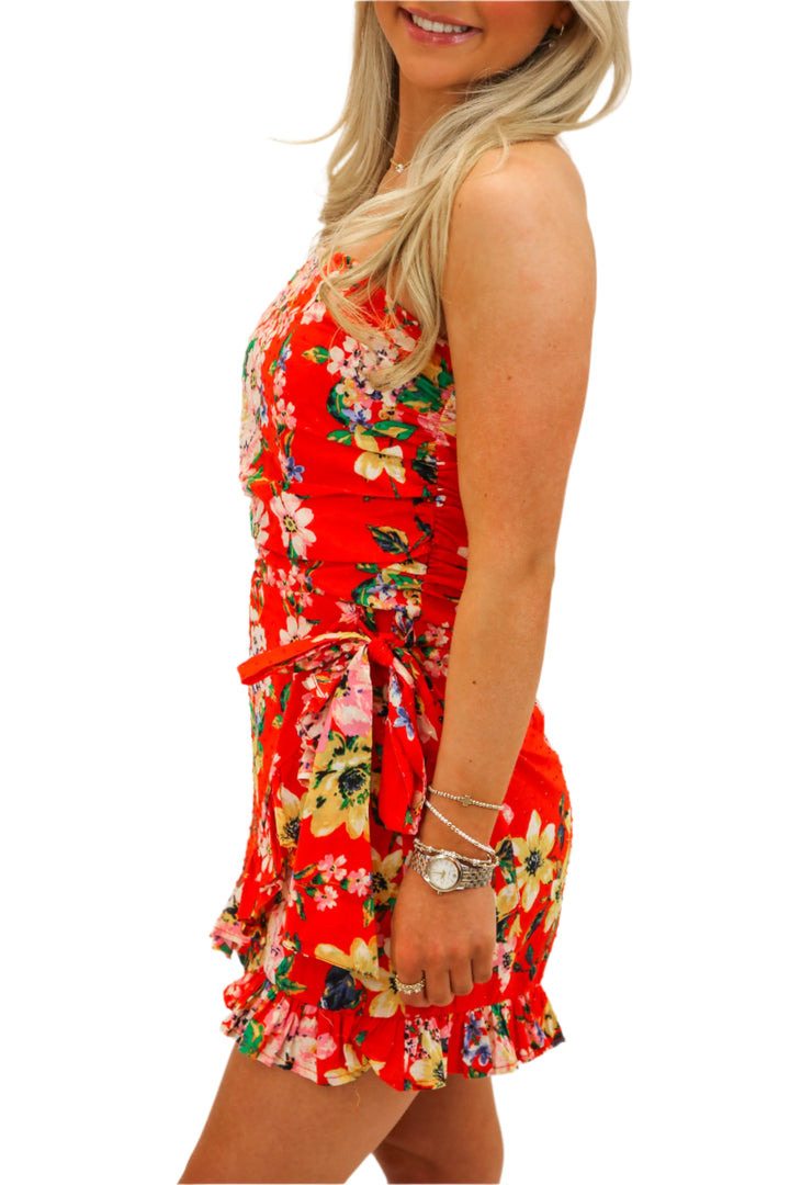 Sail Away Floral Romper, Red