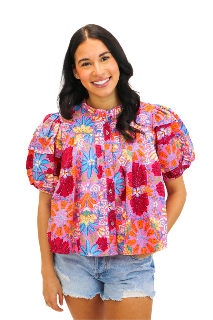 Bethany Floral Top, Pink