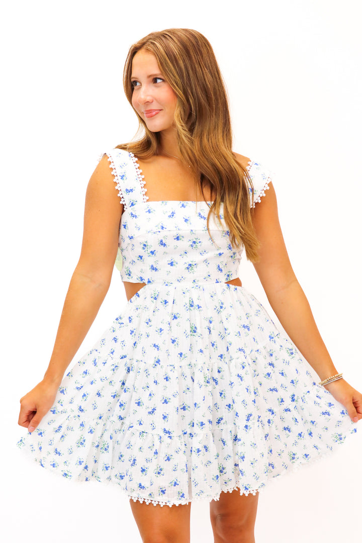 Take Me Away Floral Cut Out Mini Dress