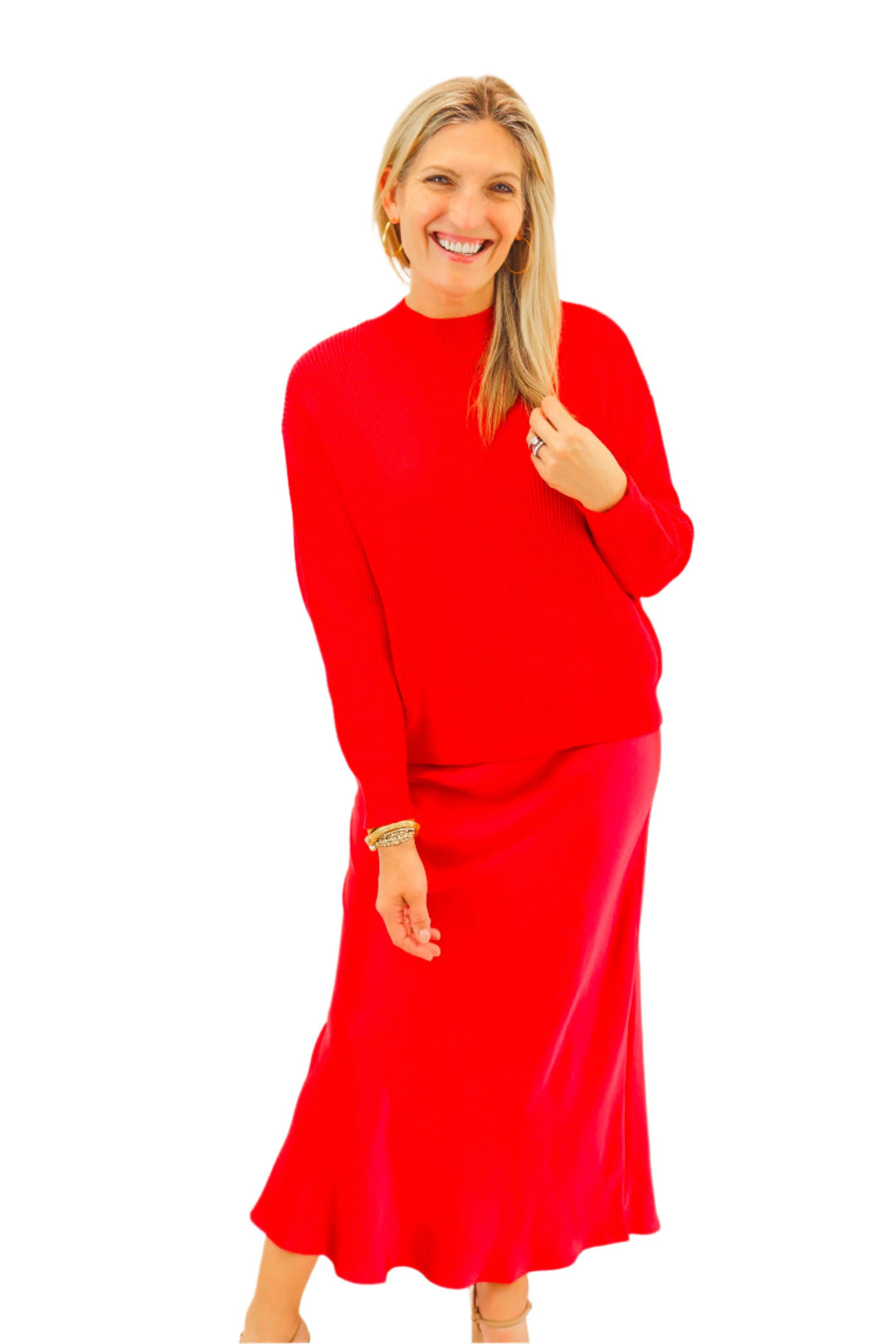 Britton Relaxed Sweater, Red