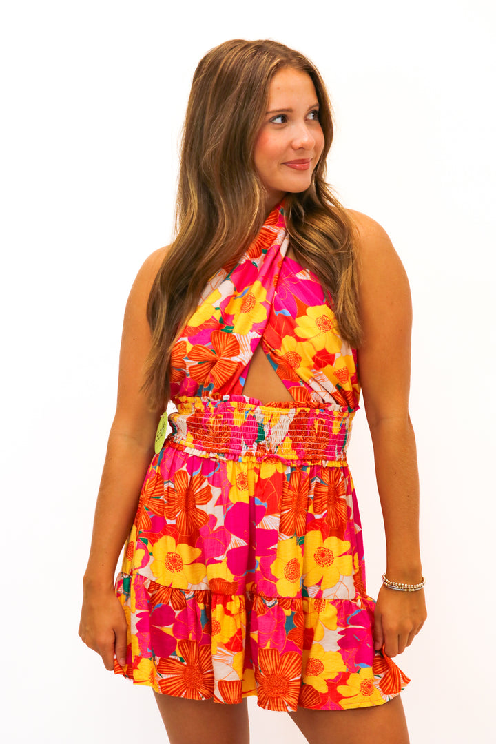 Full Of Adventure Halter Neck Floral Dress