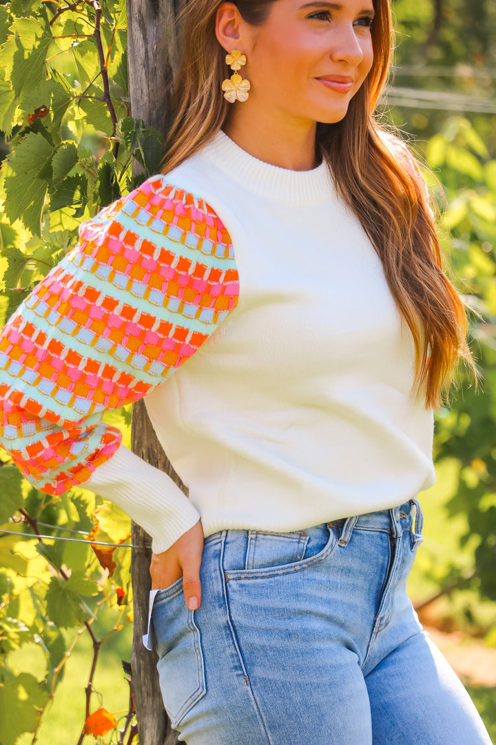 Make A Statement Colorful Sleeve Sweater