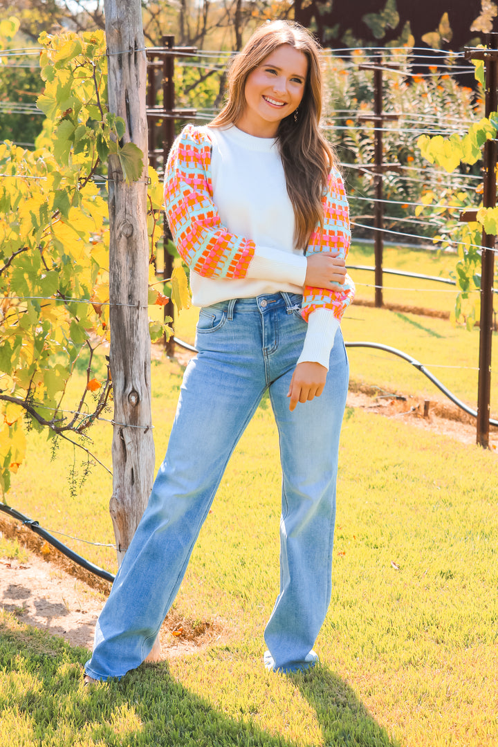 Make A Statement Colorful Sleeve Sweater