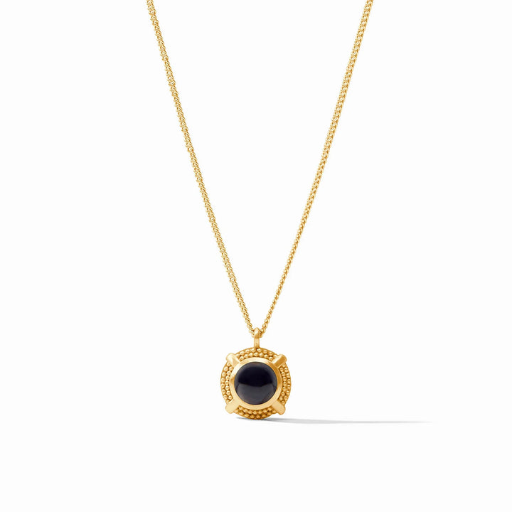 Cabochon Solitaire Necklace, Obsidian Black