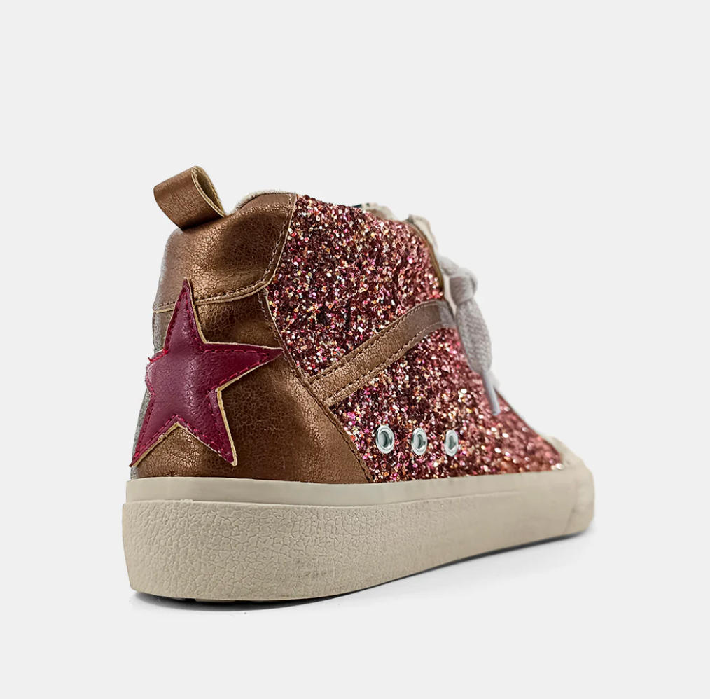 Riley Sneaker, Rose Gold Glitter