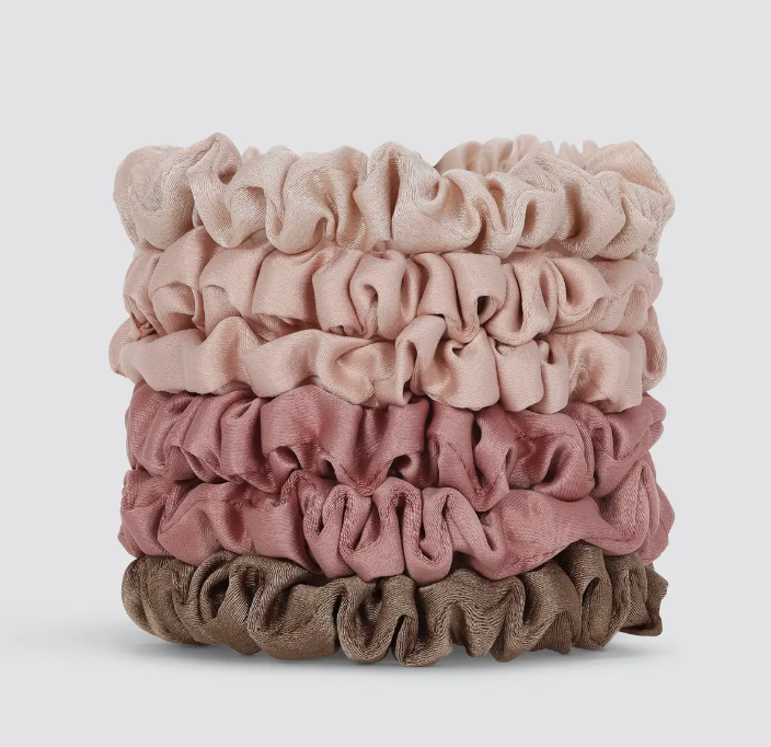 Ultra Petite Satin Scrunchies 6pc, Terracotta