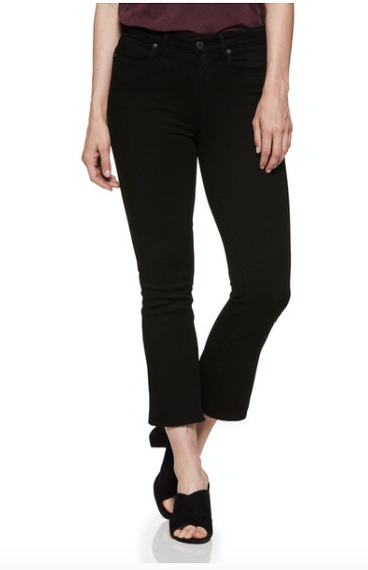 Colette Crop Flare Raw Hem Jean, Black