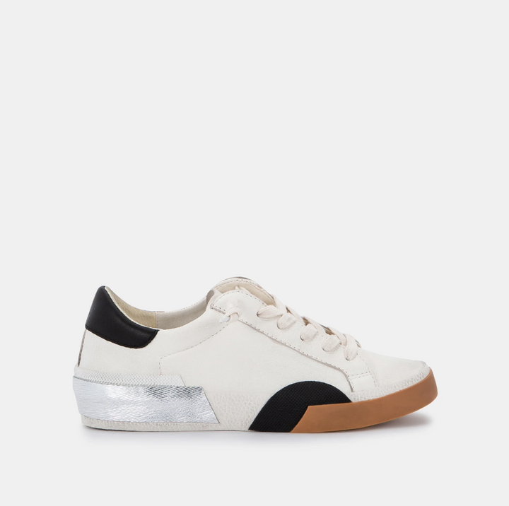 Zina Sneakers, White/Black Leather