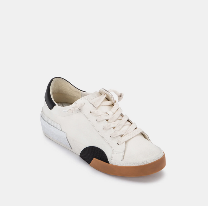 Zina Sneakers, White/Black Leather