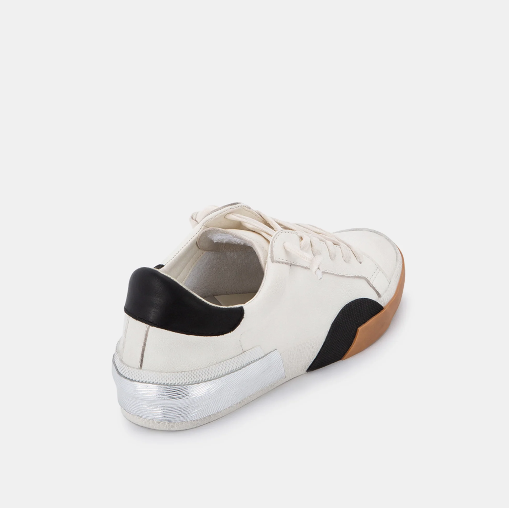 Zina Sneakers, White/Black Leather