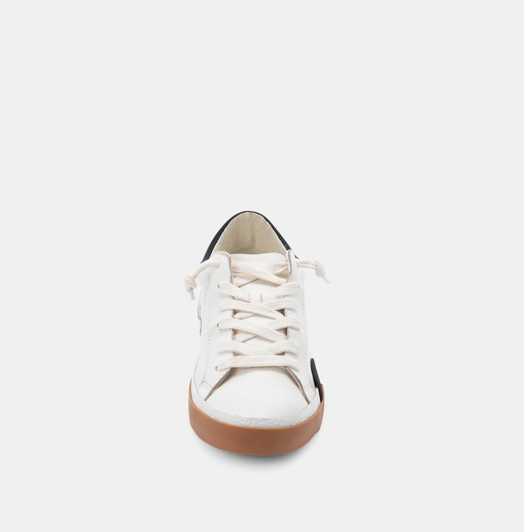 Zina Sneakers, White/Black Leather