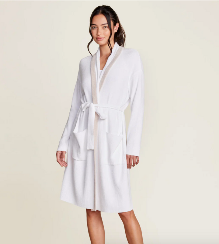 CozyChic Ultra Lite® Tipped Ribbed Short Robe, Sea Salt Shell