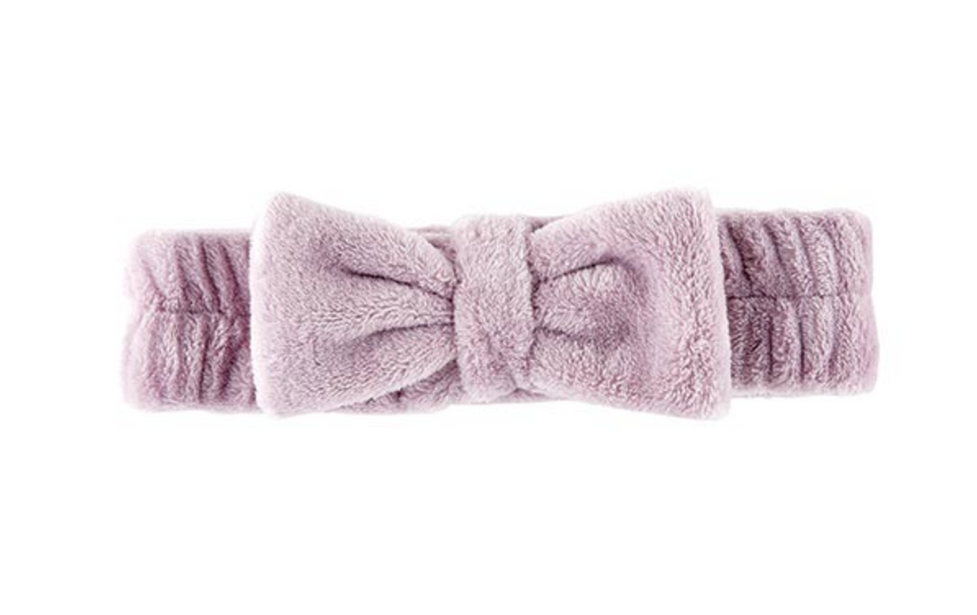 Plush Bow Headband, Lilac Ash