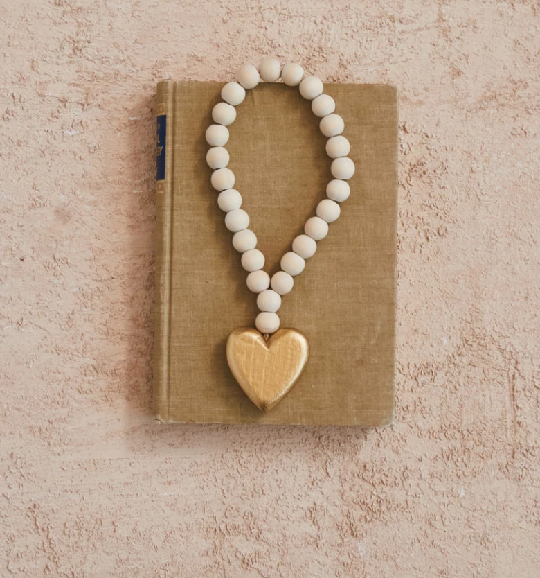 Wood Bead Garland w/ Heart