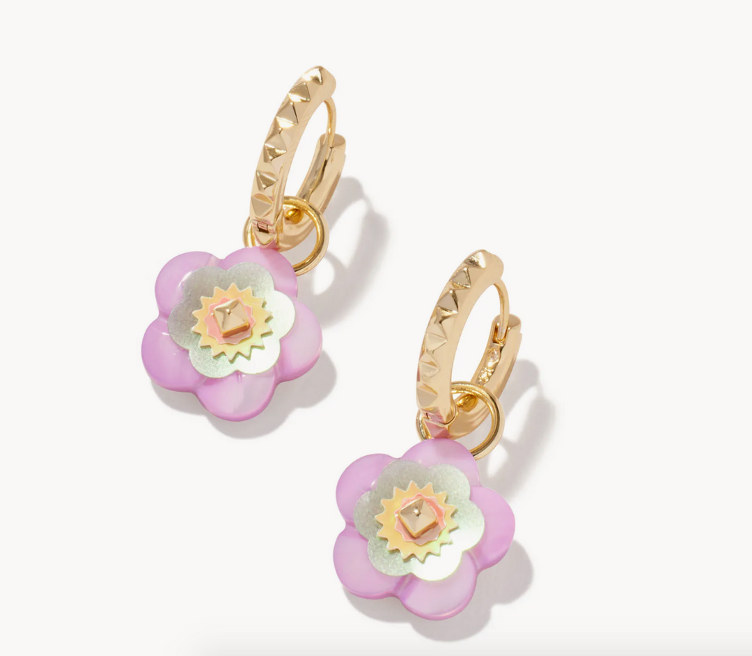 Deliah Gold Huggie Earring, Pastel Mix