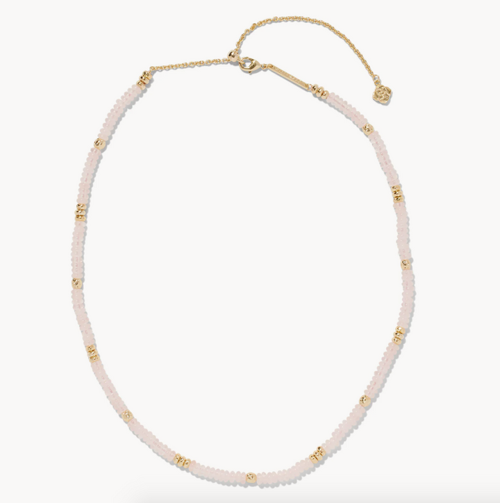 Deliah Gold Strand Necklace, Rose Quartz