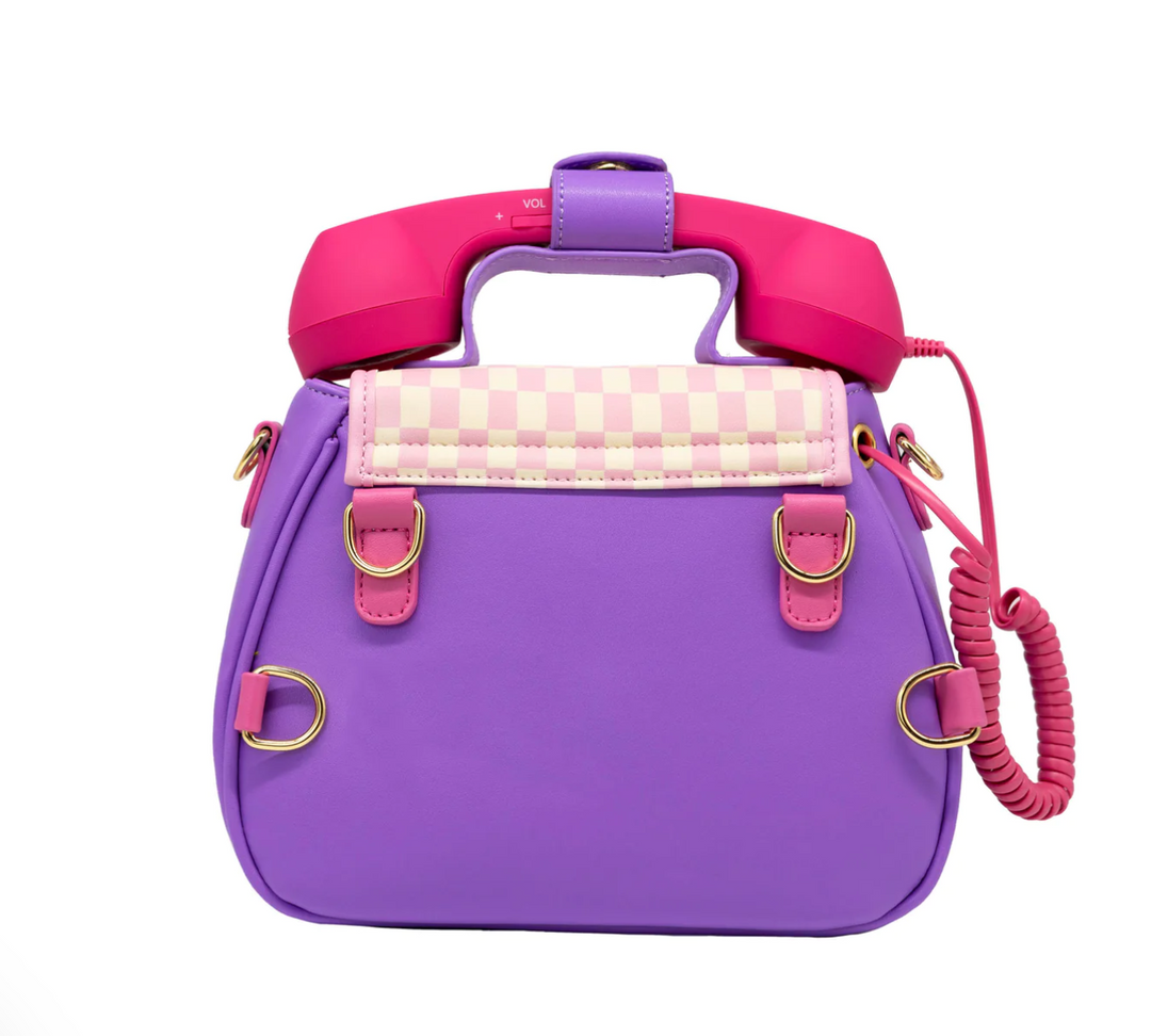 Ring Ring Phone Convertible Handbag, Pastel Checkerboard