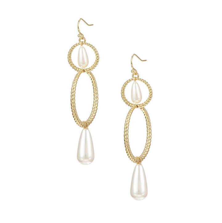 Sea Breeze 3n1 Pearl Drop Earrings, Gold