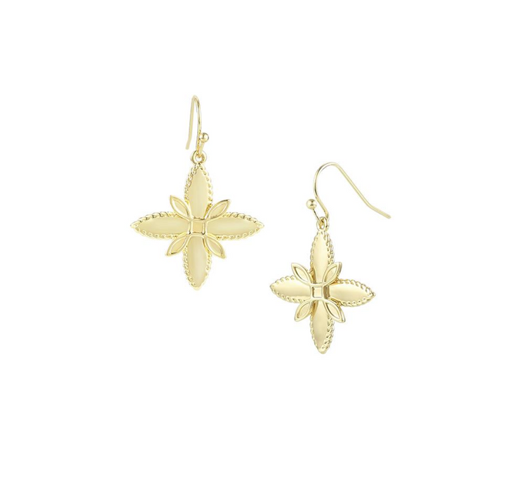 Sea Breeze Cross Drop Earrings, Gold