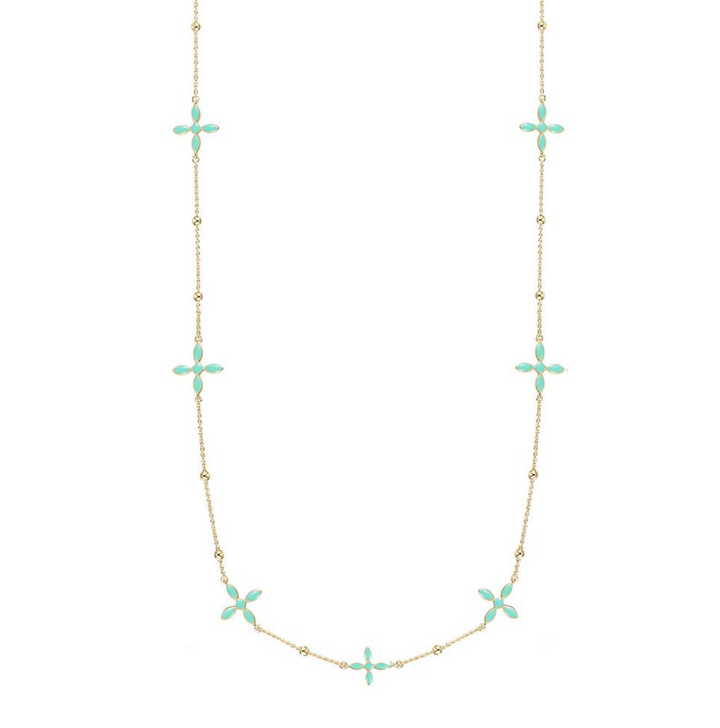 Enamel Cross Station Necklace, Mint