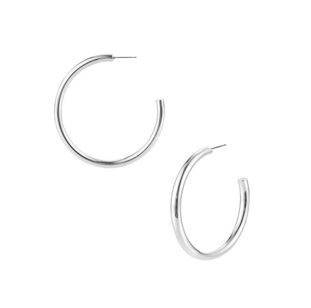 Just Dance Large Hoop Earrings, Silver