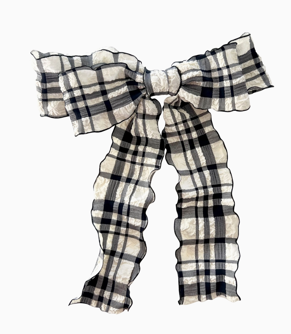 Rylie Plaid Bow, Black