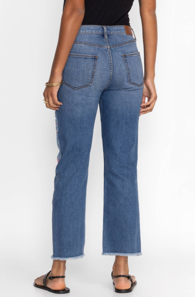 Medium Wash Cropped Straight Jean, Carmene