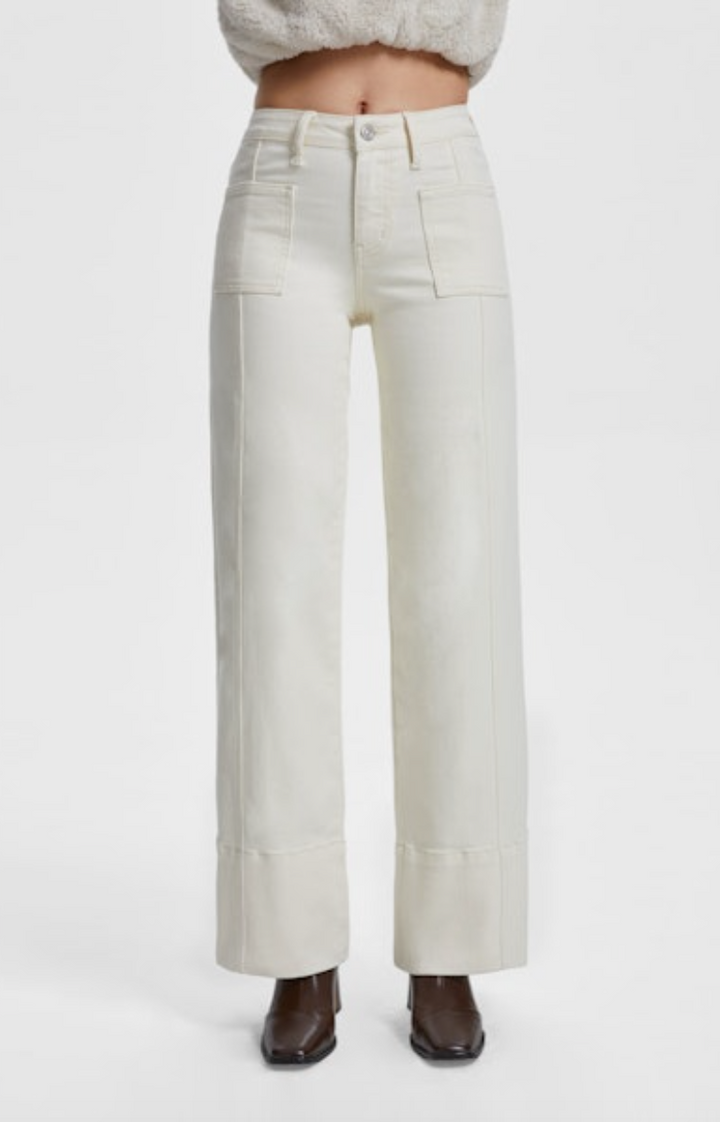 Katia Mid Rise Wide Leg Pants, Off White