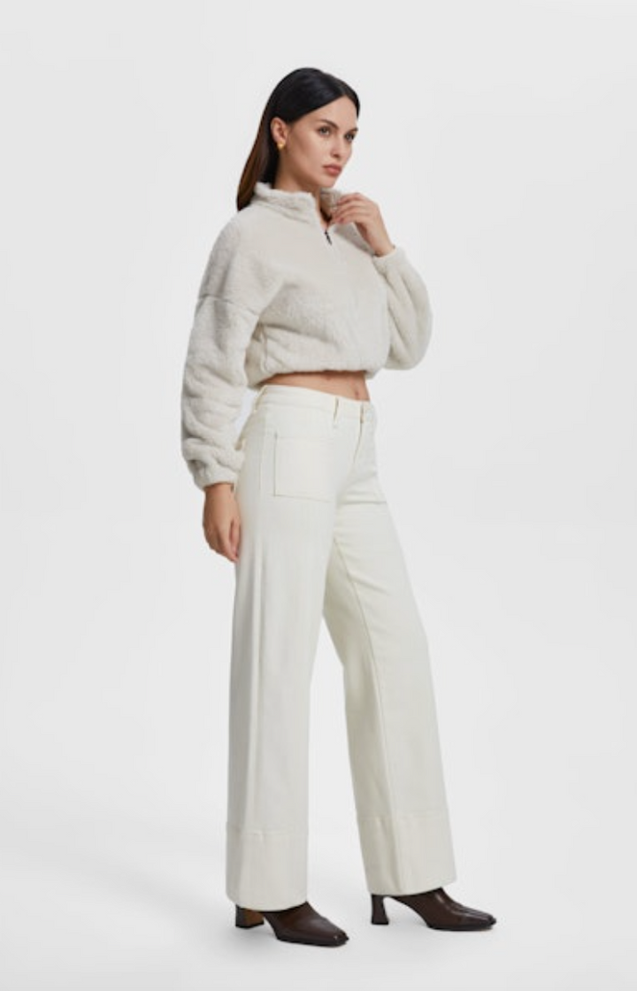 Katia Mid Rise Wide Leg Pants, Off White