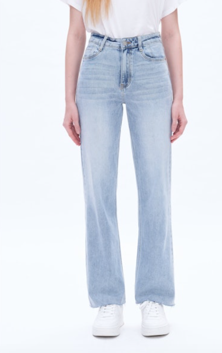 High Rise Wide Leg Jeans, Glacier