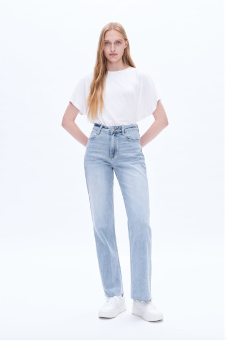 High Rise Wide Leg Jeans, Glacier