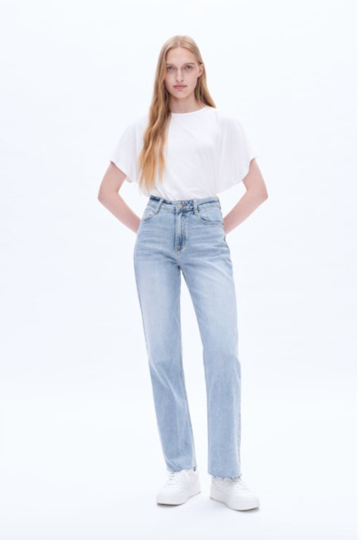 High Rise Wide Leg Jeans, Glacier