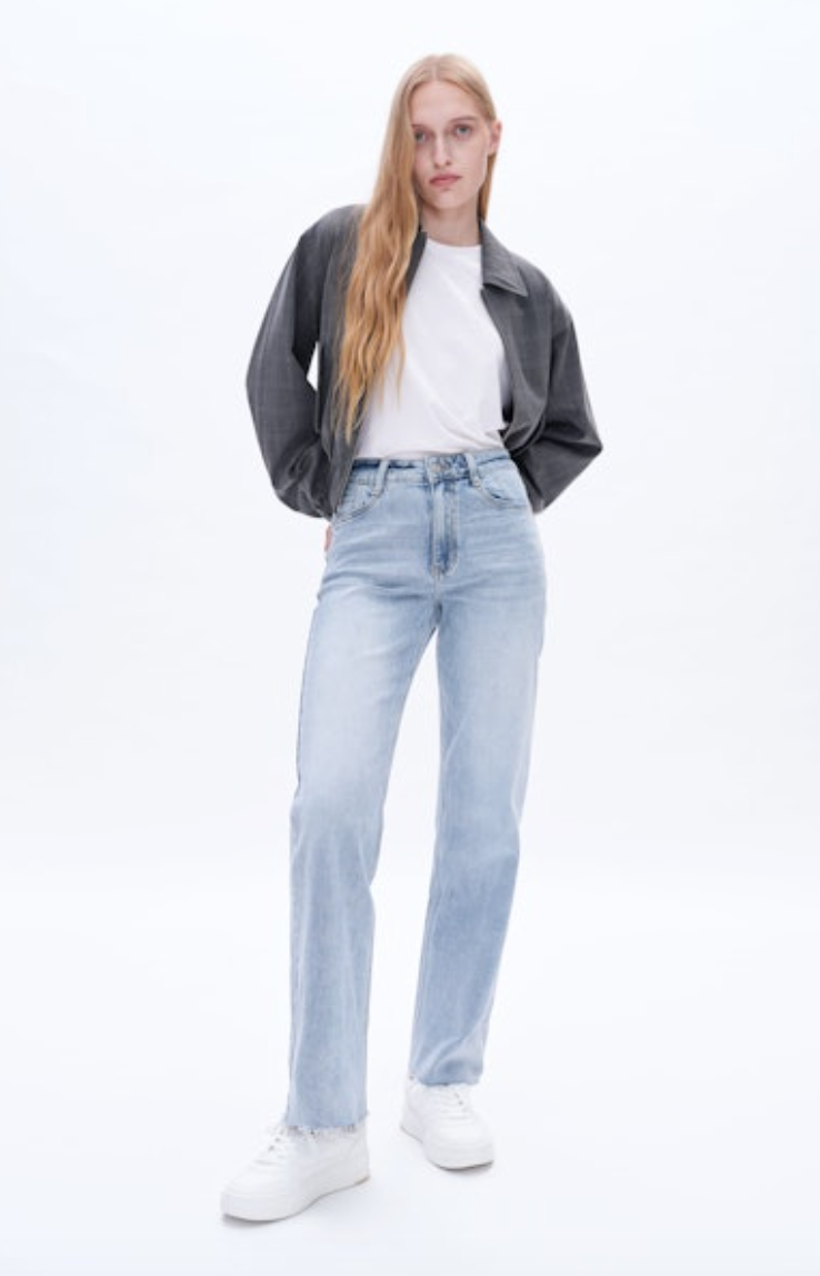 High Rise Wide Leg Jeans, Glacier