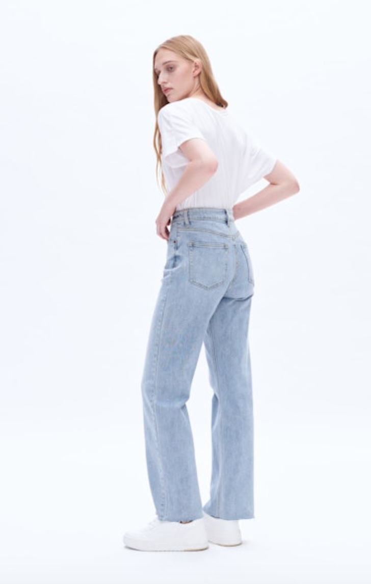 High Rise Wide Leg Jeans, Glacier