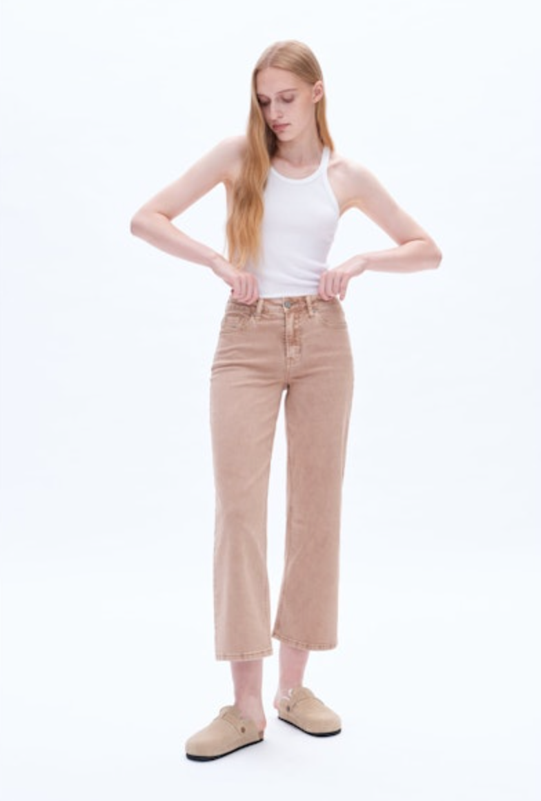 Bella Mid Rise Straight Pants, Nocciola