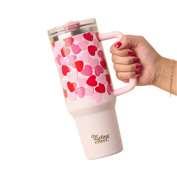 40oz Flip Straw Tumbler, Blushing Hearts