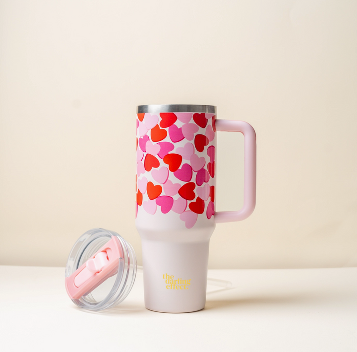 40oz Flip Straw Tumbler, Blushing Hearts