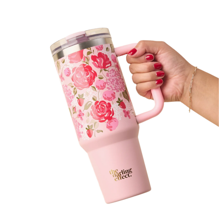 40oz Flip Straw Tumbler, Rose Garden