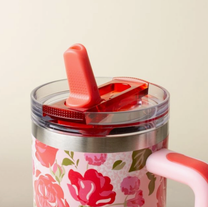 40oz Flip Straw Tumbler, Rose Garden